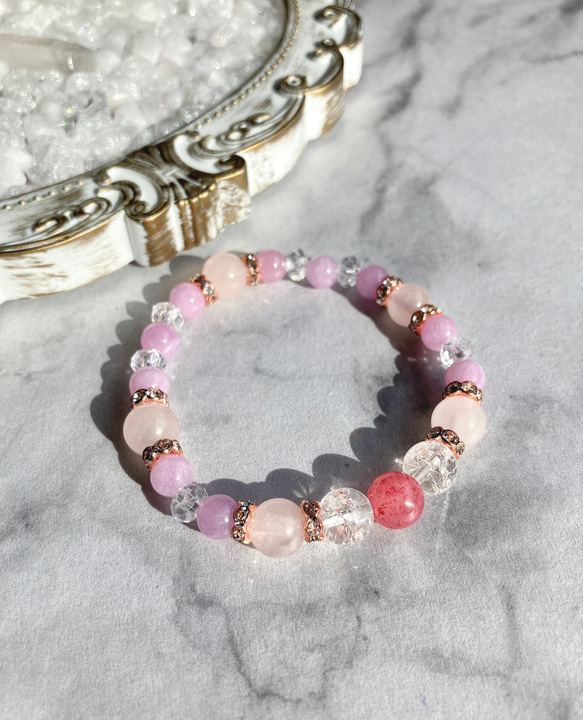 ストロベリークォーツ×ローズクォーツ×パープルエンジェライト