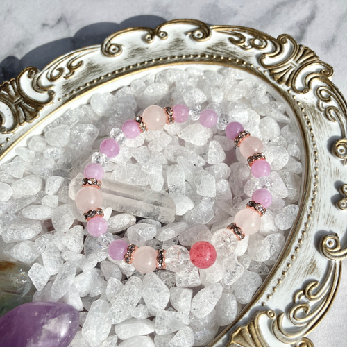 ストロベリークォーツ×ローズクォーツ×パープルエンジェライト