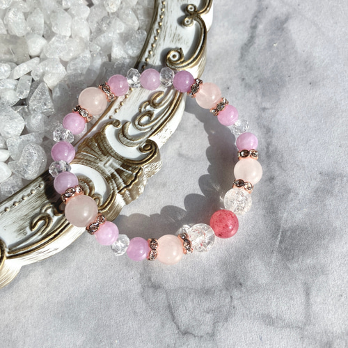 ストロベリークォーツ×ローズクォーツ×パープルエンジェライト