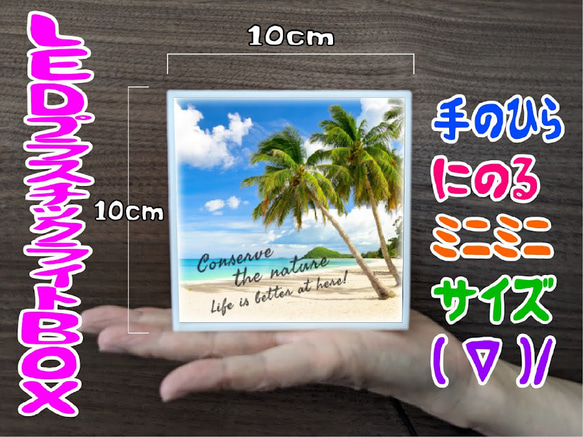 【手のひらサイズ】ハワイ 南国 ヤシの木 ビーチ 写真 ミニチュア サイン ランプ 看板 置物 雑貨 ライトBOX 5枚目の画像