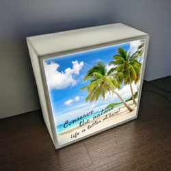 【手のひらサイズ】ハワイ 南国 ヤシの木 ビーチ 写真 ミニチュア サイン ランプ 看板 置物 雑貨 ライトBOX 2枚目の画像