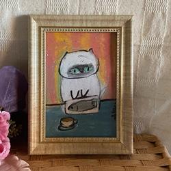 絵画。原画☆キャンバスF20【子猫たちのソファーでの幸せな瞬間に属する】