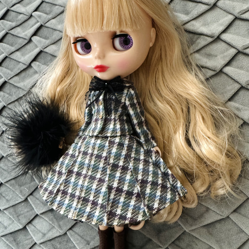 50's チェック柄プリーツスカート パニエセット リカちゃん その他人形