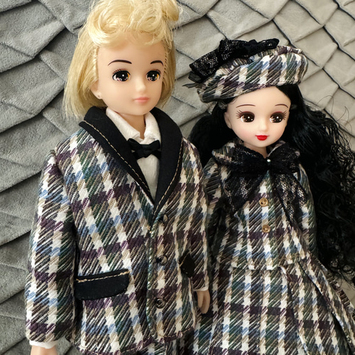 50's チェック柄プリーツスカート パニエセット リカちゃん その他人形