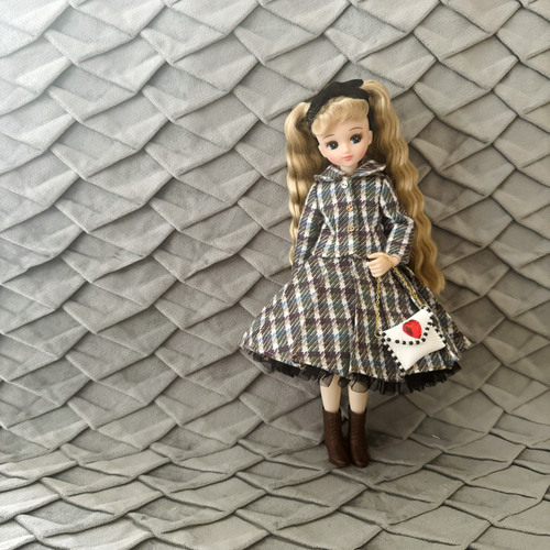 50's チェック柄プリーツスカート パニエセット リカちゃん その他人形