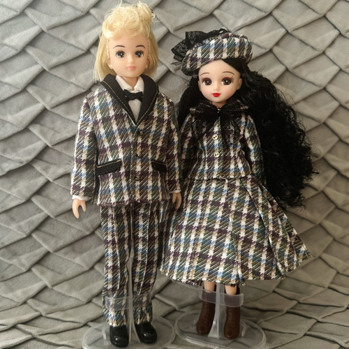 50's チェック柄プリーツスカート パニエセット リカちゃん