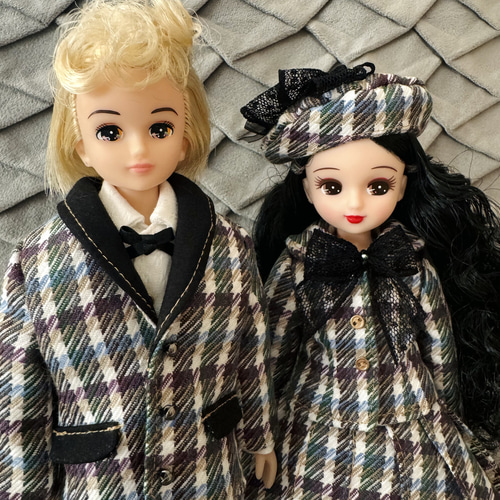 50's チェック柄プリーツスカート パニエセット リカちゃん その他人形