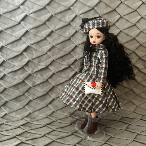 50's チェック柄プリーツスカート パニエセット リカちゃん その他人形