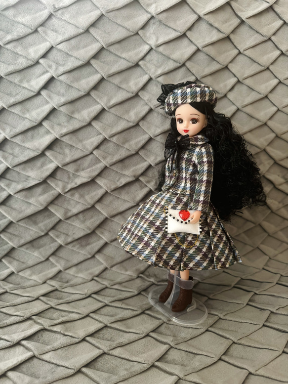 50's チェック柄プリーツスカート パニエセット リカちゃん その他人形