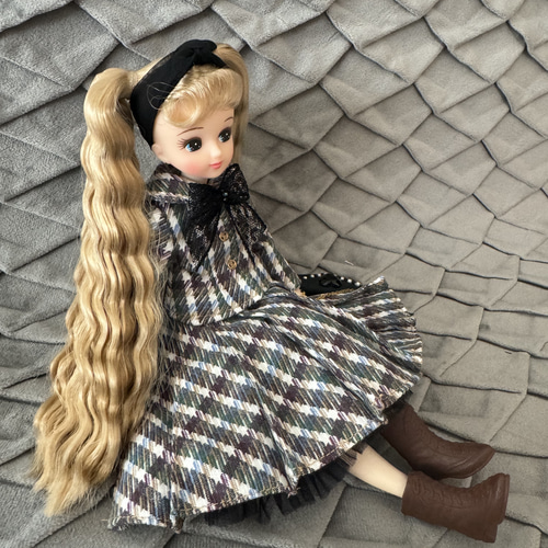 50's チェック柄プリーツスカート パニエセット リカちゃん その他人形