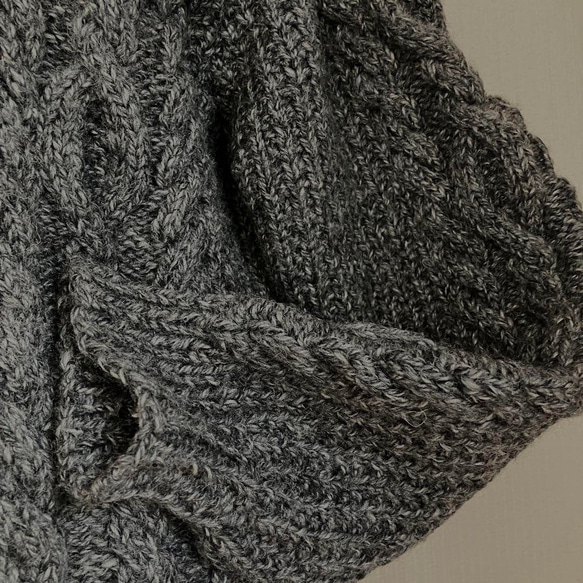 手編み　純毛　メンズセーター　グレー　M～L　②クリスマスプレゼント 6枚目の画像