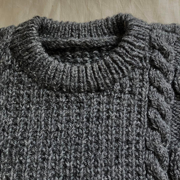 手編み　純毛　メンズセーター　グレー　M～L　②クリスマスプレゼント 4枚目の画像
