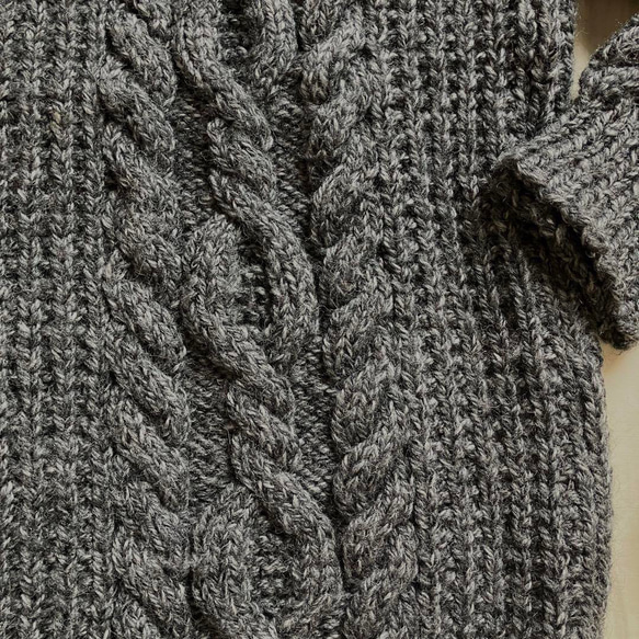 手編み　純毛　メンズセーター　グレー　M～L　②クリスマスプレゼント 7枚目の画像