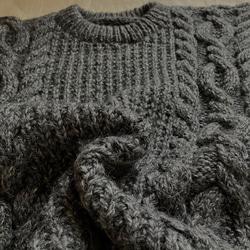手編み　純毛　メンズセーター　グレー　M～L　②クリスマスプレゼント 10枚目の画像
