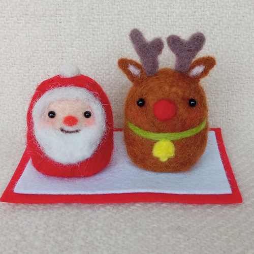 クリスマス飾り ころりんサンタとトナカイ 羊毛フェルト Mt.maru 通販