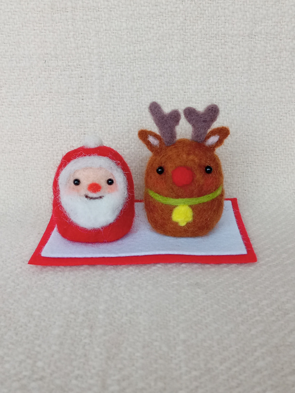 クリスマス飾り ころりんサンタとトナカイ 羊毛フェルト Mt.maru 通販