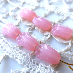 8個　蕾　半透明ピンク　チェコビーズCzech Glass Beads 4枚目の画像