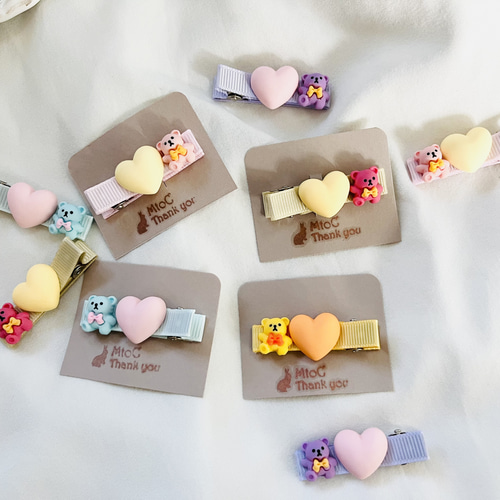 【ふわふわハート】ベビーヘアクリップ　キッズヘアクリップ　ヘアピン ふわふわハート】ベビーヘアクリップキッズヘアクリップヘアピン