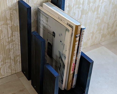 木製 ファイルボックス ブルーカラー 本棚・絵本棚・マガジン