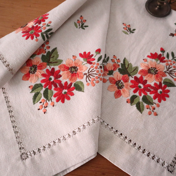 フランスアンティークハンドワークフィレレーステーブルクロス