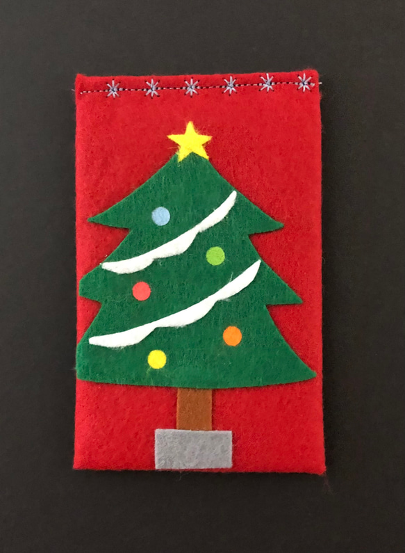 フェルト製　ぽち袋　クリスマスツリー 1枚目の画像