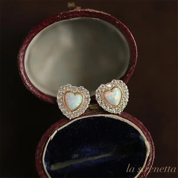 受注製作 ＊ mini heart opal pierce 3枚目の画像