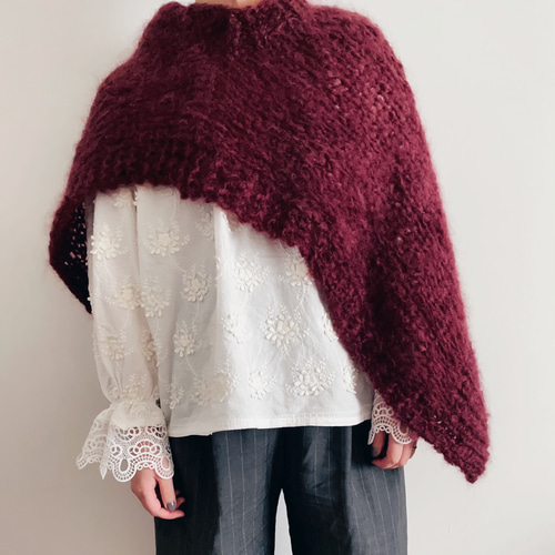 送料無料】Hand knitted[手編み]フランスモヘア協会のピュアモヘア