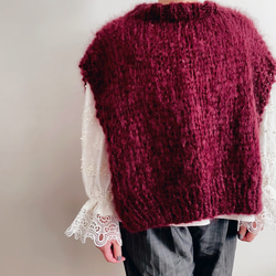 【送料無料】Hand knitted[手編み]フランスモヘア協会のピュアモヘアベスト [Creema限定] 2枚目の画像