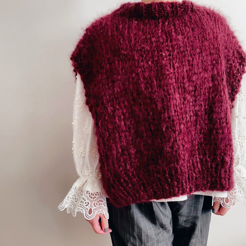 送料無料】Hand knitted[手編み]フランスモヘア協会のピュアモヘア