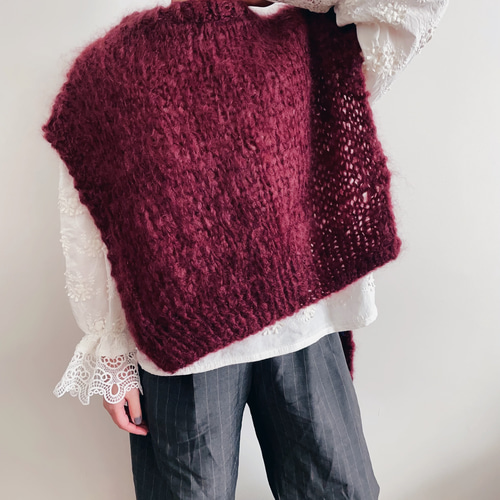 送料無料】Hand knitted[手編み]フランスモヘア協会のピュアモヘア