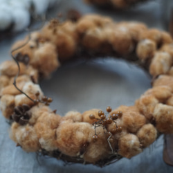 【コットンの冬リース】  モコモコ　ブラウンリース　贈り物に　毎年飾れる　シンプルでナチュラル 9枚目の画像