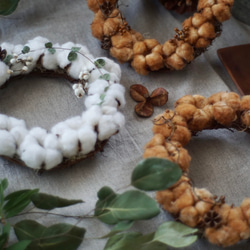 【コットンの冬リース】  モコモコ　ブラウンリース　贈り物に　毎年飾れる　シンプルでナチュラル 6枚目の画像