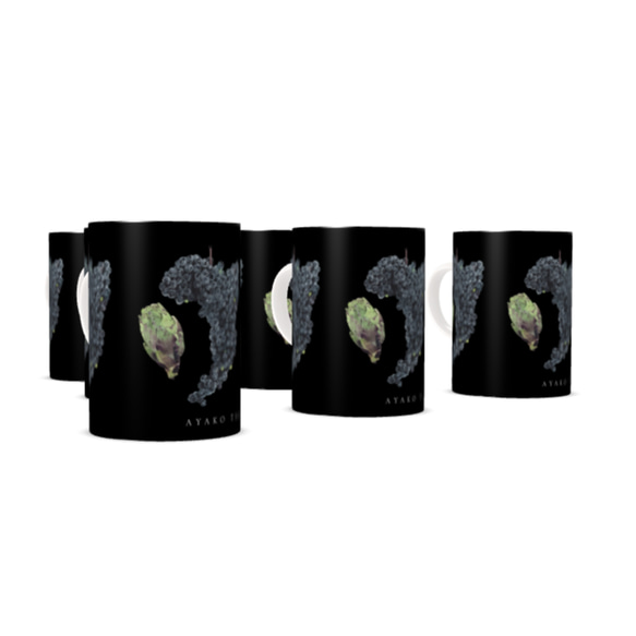 【受注製作】黒ブドウとアーティチョークマグカップ6個セット 2枚目の画像