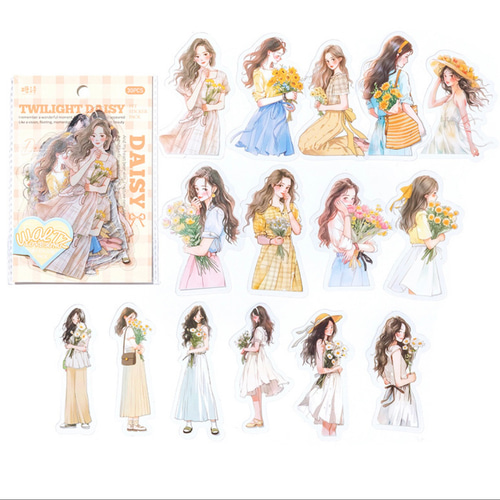 女の子シール・フレークタイプ・30枚入(イエロー)【mc】 シール