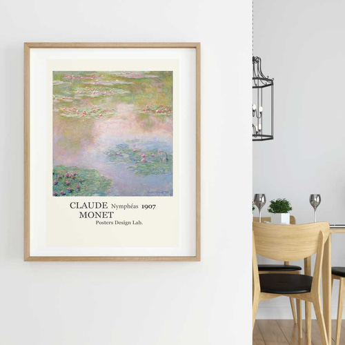 クロード モネ、睡蓮、池、風景画、アートポスター、シンプルモダン