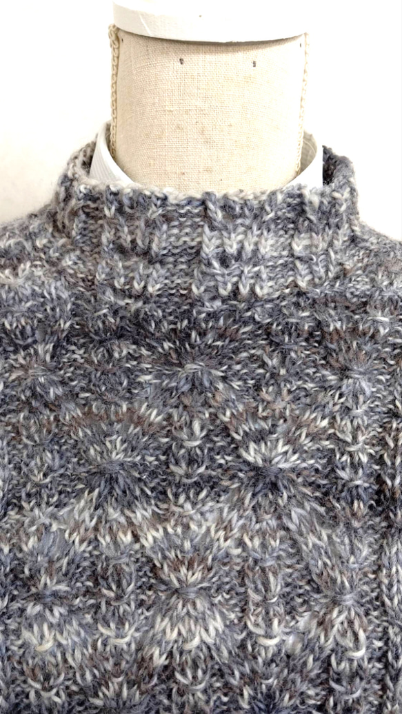 ウール100% 手編み セーター 4枚目の画像