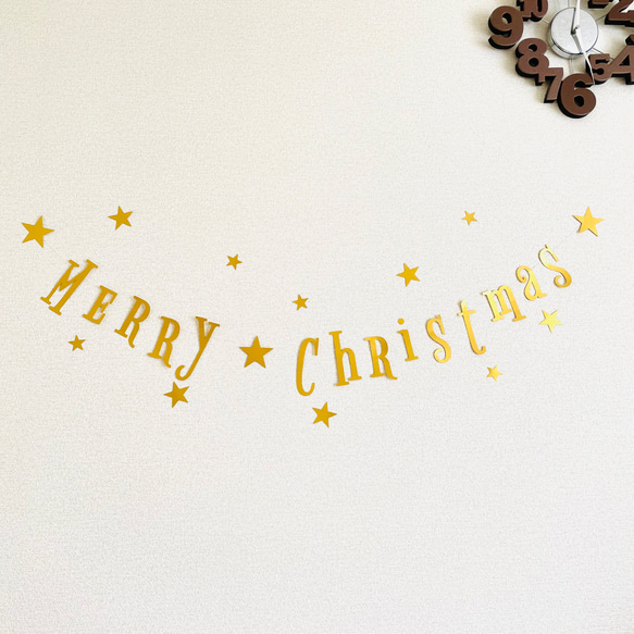 【クリスマスガーランド】Gold  ペーパークラフト 壁面装飾 POP パーティー装飾 壁飾り 4枚目の画像