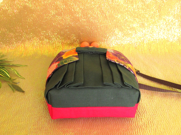 袴のマチ有りポシェット♦梅桜　紫/深緑 4枚目の画像