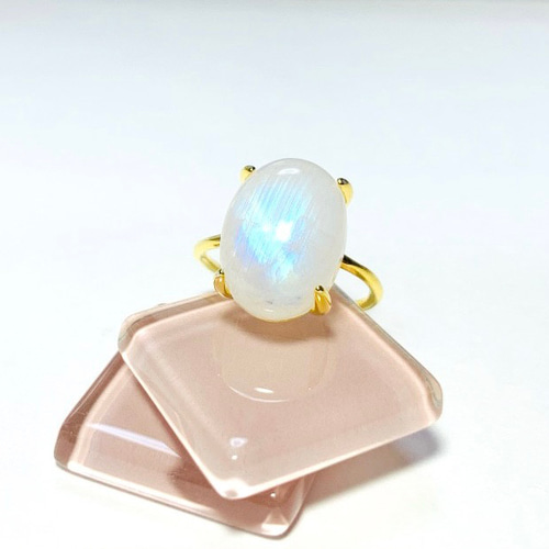 リング】レインボームーンストーン 7～11号 Silver925製・18KGP仕上げ