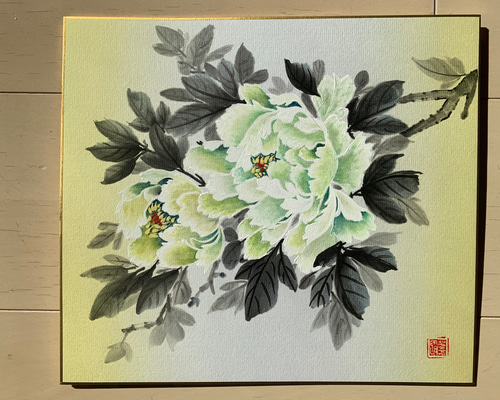 いぬ 水墨画 色紙絵 置物 インテリア 工芸品 美術品 A1722-02-B3