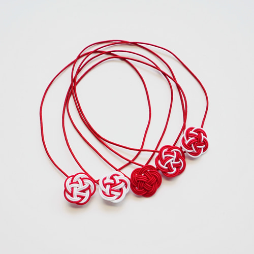 New】梅結びの水引ラッピングバンド（赤系 5本セット） その他雑貨