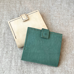 心もスリムになる財布／名入れ無料　イタリアンレザー『TEXAS 』アガベ グリーン 緑 スリム ウォレット　コンパクト 15枚目の画像