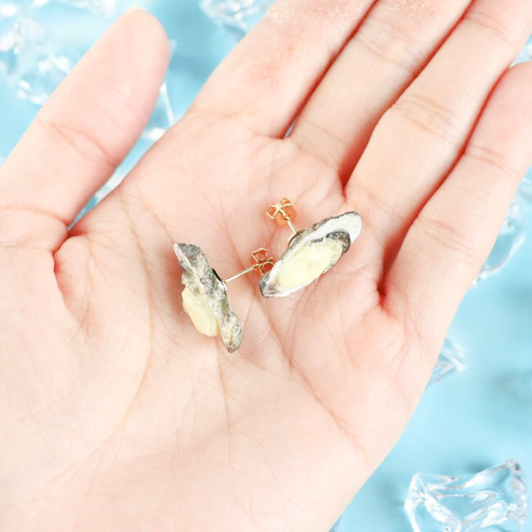 リアル牡蠣の赤ちゃんピアス/イヤリング(小ぶりな牡蠣) 3枚目の画像