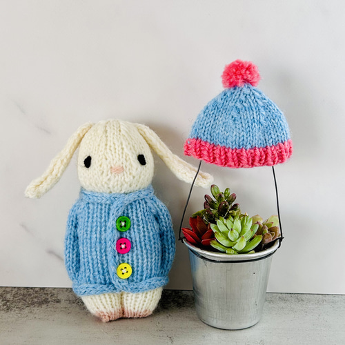 たれ耳うさぎ カーディガン ぼうぐるみ あみぐるみ スウェーデン編み