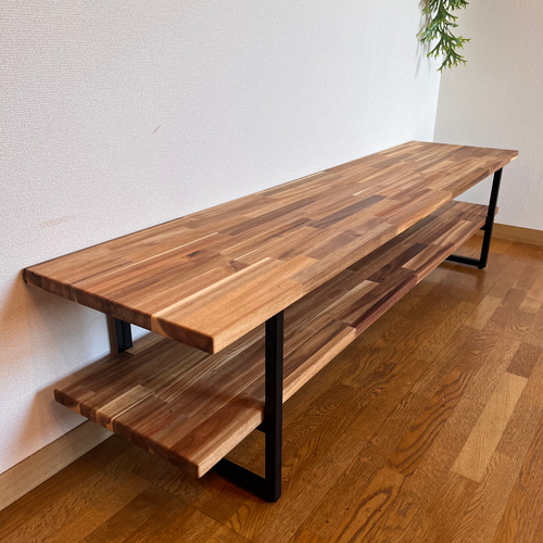 オシャレすぎる！！アカシアのテレビボード アイアンフレーム 1600×370