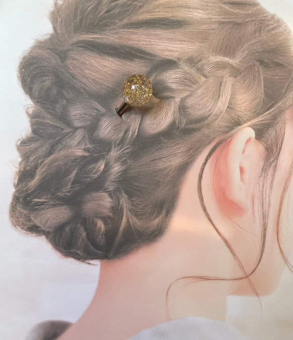 シンプル金箔玉簪　かんざし 髪飾り ヘアアクセサリー YC 5枚目の画像