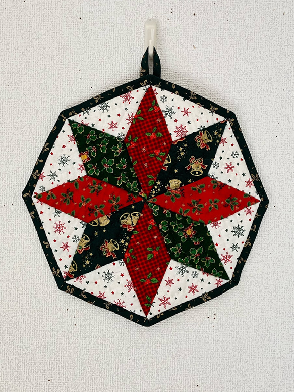 クリスマス　パッチワークキルト　タペストリー パッチワークキルトのクリスマスタペストリー(大・緑) その他