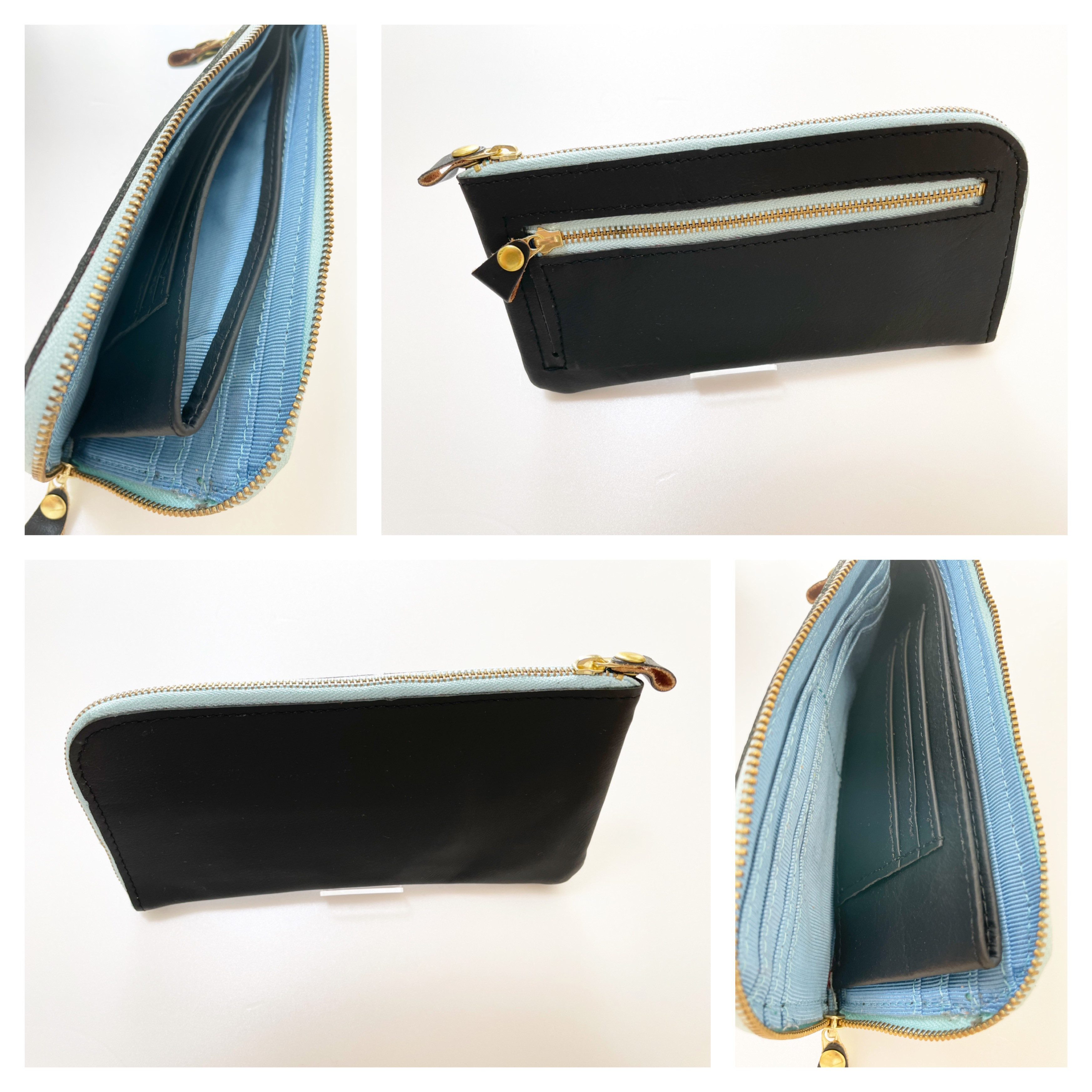 新品　本革長財布　(内生地　ライトブルー)
