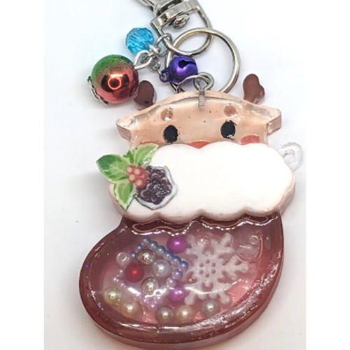 ハンドメイド ブーツシェイカーキーホルダー トナカイ クリスマス