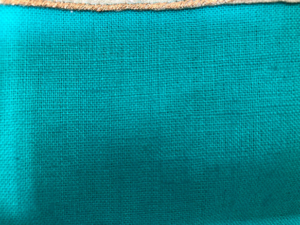 フレンチリネン100　インド刺繍リボン　トートバッグ②　30×25×6　クリーム系×グリーン　タッセル　豪華　刺繍リボン 16枚目の画像